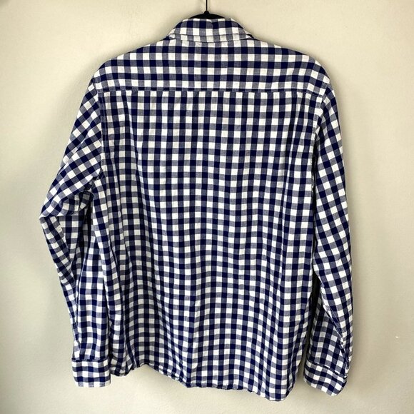 Wrangler Mens Blue Gingham Plaid Button Up L - Picture 7 of 7